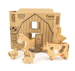 14 Figurines En Bois Animaux De La Ferme Bajo
