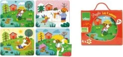4 Puzzles En Bois 4 Saisons 6 Pièces Vilac