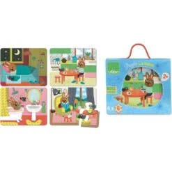 4 Puzzles En Bois La Maison 6 Pièces Vilac -Jouets Pour Enfants 4 puzzles en bois La maison 6 pieces Vilac 2