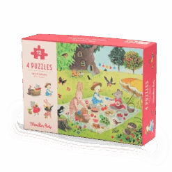4 Mini Puzzles Des Saisons 12 Pcs La Grande Famille Moulin Roty