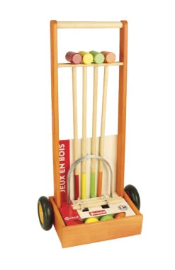 Croquet En Bois 4 Joueurs Sur Chariot Jeujura