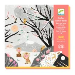 Atelier Noir Et Blanc Peinture Et Décalcomanies Dernières Neiges Djeco -Jouets Pour Enfants Atelier noir et blanc Peinture et decalcomanies Dernieres neiges Djeco 5