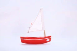 Bateau-jouet En Bois Bachi Rouge 17 Cm Tirot