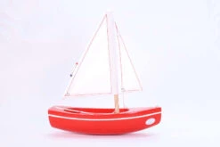 Bateau-jouet En Bois Rouge Sloop 21 Cm Tirot