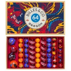 Coffret De 64 Billes Dragon Feu Billes & Co