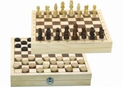 Coffret Jeu échecs Et Dames En Bois Jeujura