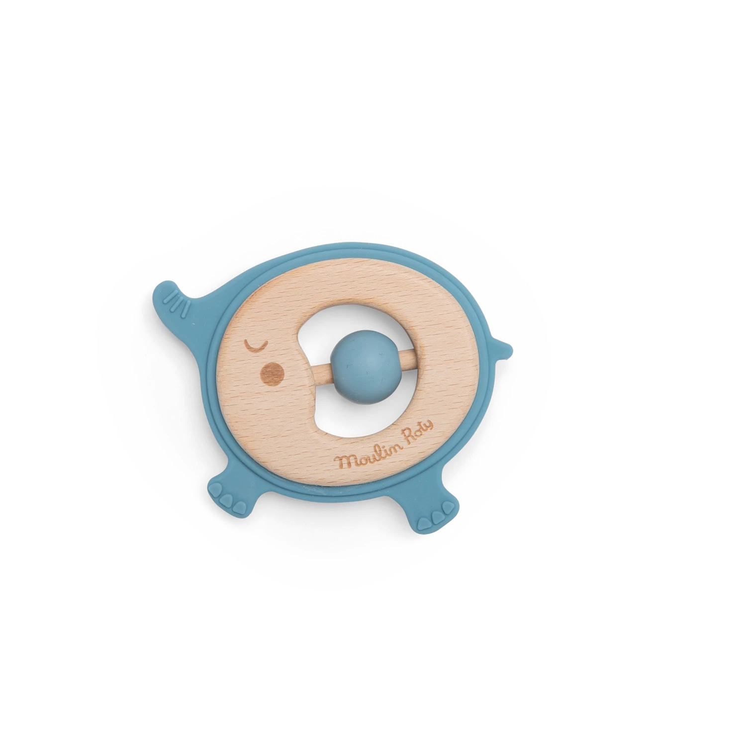 Hochet Anneau De Dentition Bois Et Silicone Eléphant Sous Mon Baobab Moulin Roty – Image 3