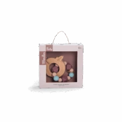 Hochet Anneau De Dentition Bois Et Silicone Pomme Après La Pluie Moulin Roty