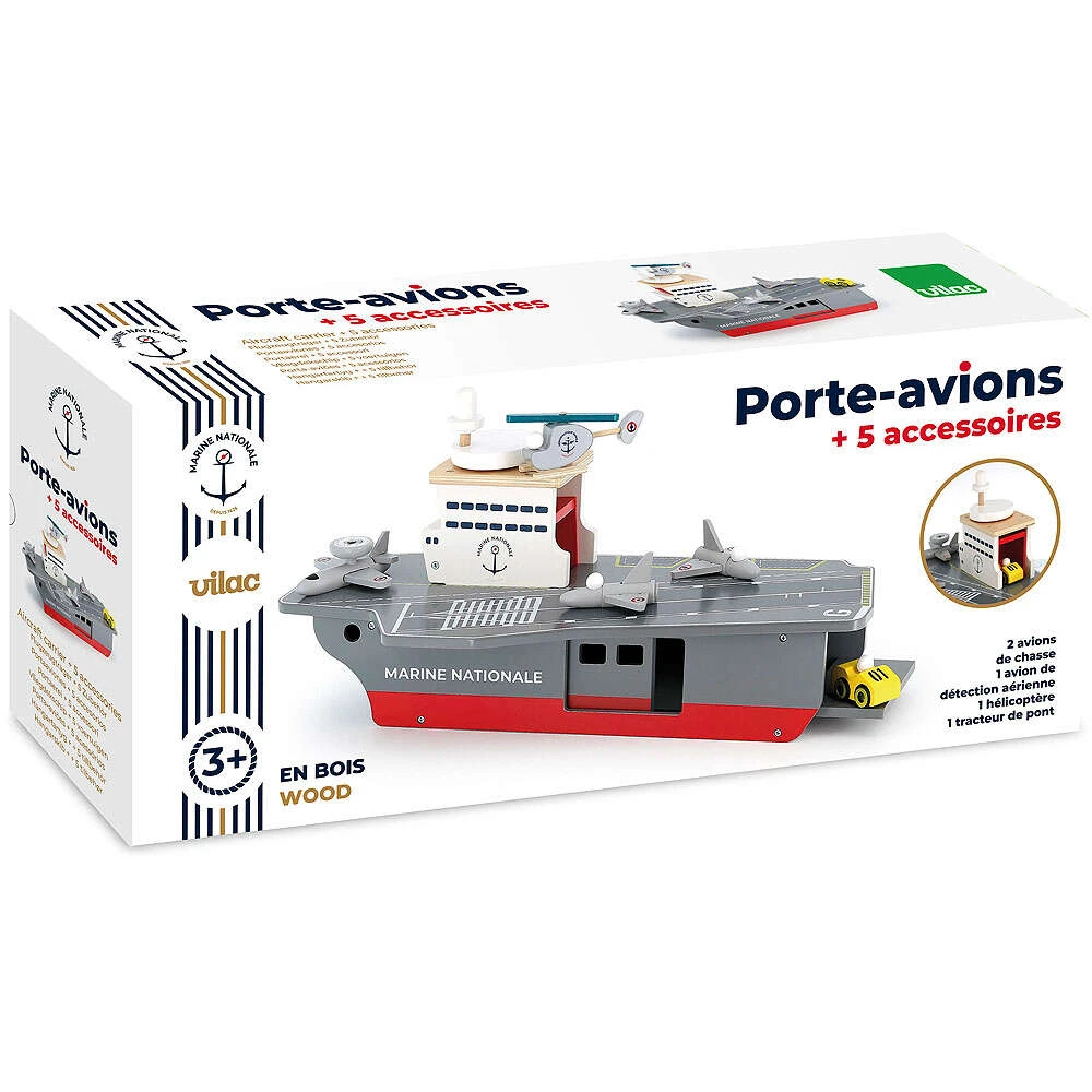 Porte-avions En Bois Et 5 Accessoires Vilac 7 Porte-avions En Bois Et 5 Accessoires Vilac – Image 7