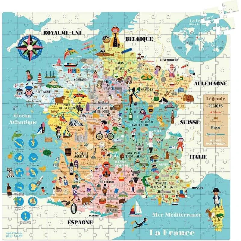 Puzzle Carte De France Puzzle 300 Pcs Ingela P.A Vilac – Image 2