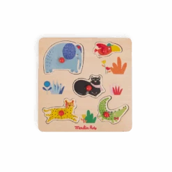 Puzzle Encastrable En Bois 5 Animaux Les Toupitis Moulin Roty